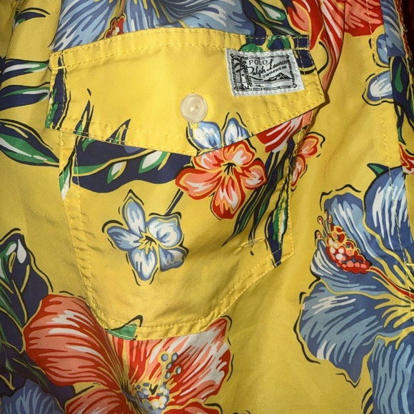 SOLD - Ralph Lauren Yellow Floral Athletic Swim Shorts - Picture 9 of 10